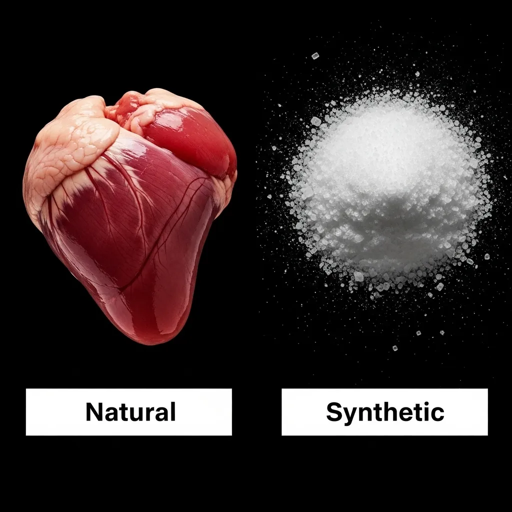 Natural vs synthetic taurine sources for cats – raw heart vs lab powder