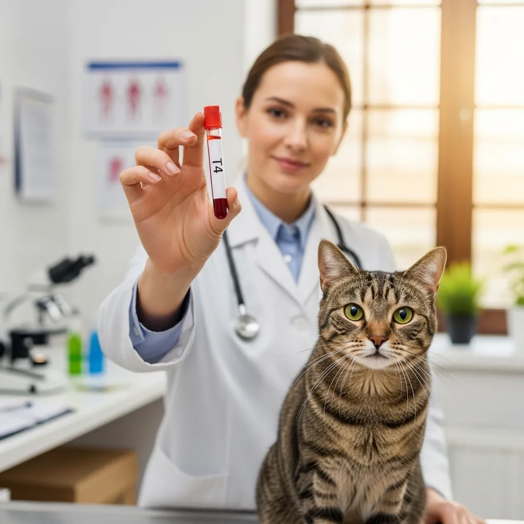 Vet checking cat medical conditions increased appetite