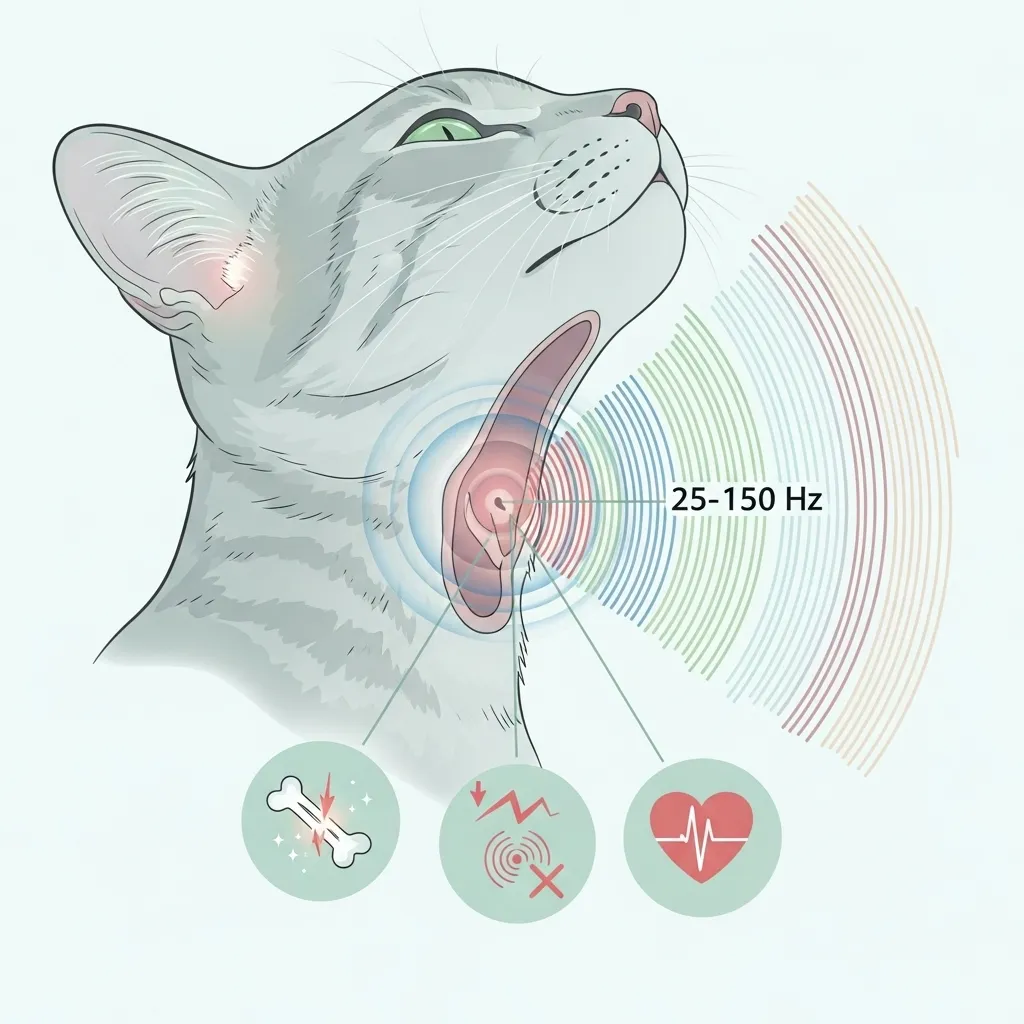 Science of cat purring: healing frequencies 25–150 Hz for bones, pain, and stress relief