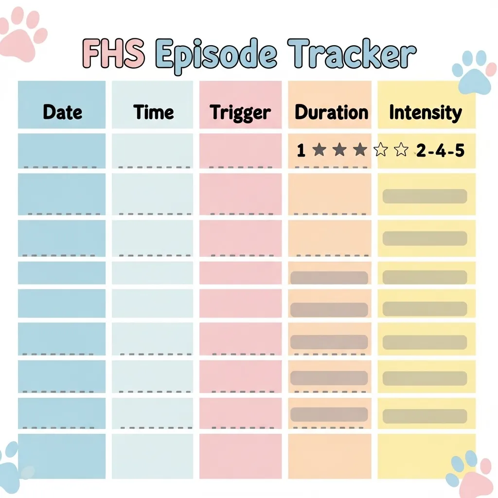 Free cat behavior journal template for tracking FHS episodes