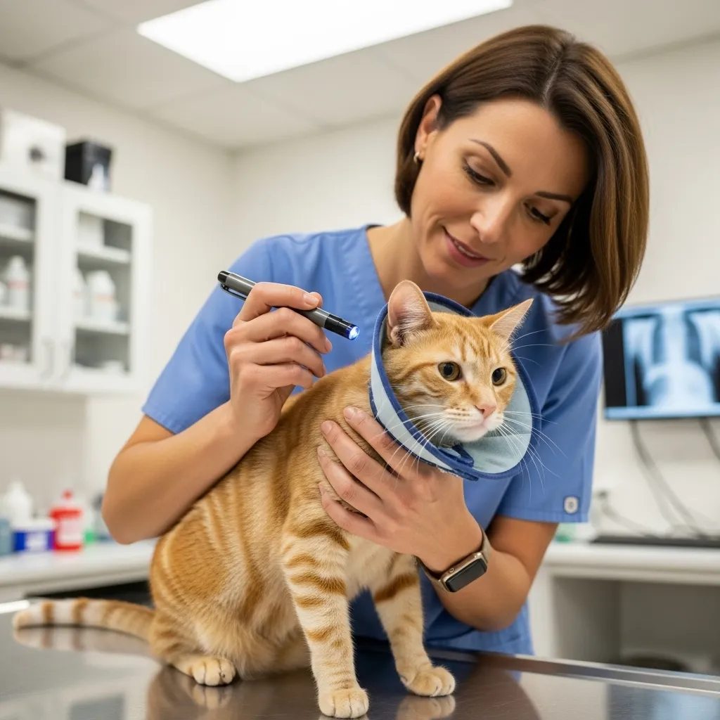 Veterinary assessment for cats with twitching and licking