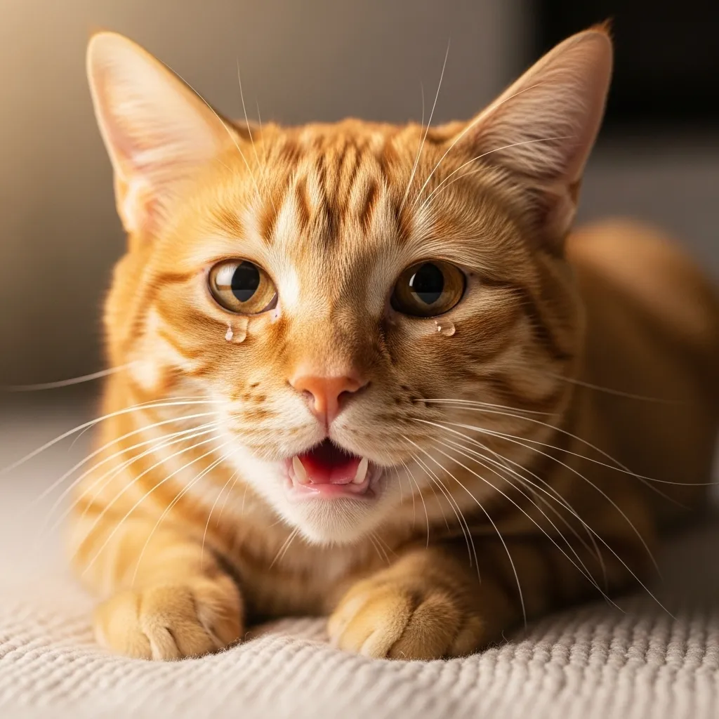 Cat showing early signs of respiratory distress – a key symptom of feline pneumonia