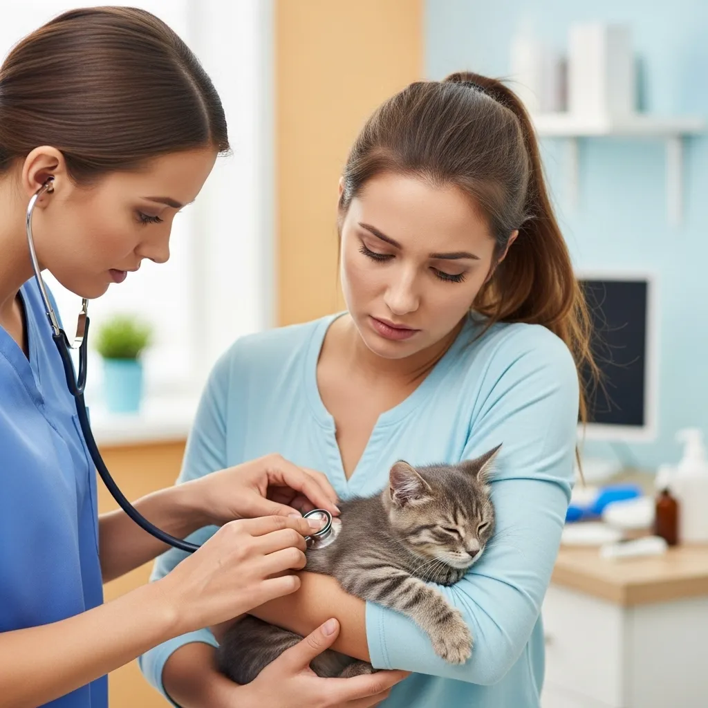 Cat owner at vet for suspected pneumonia – early diagnosis saves lives