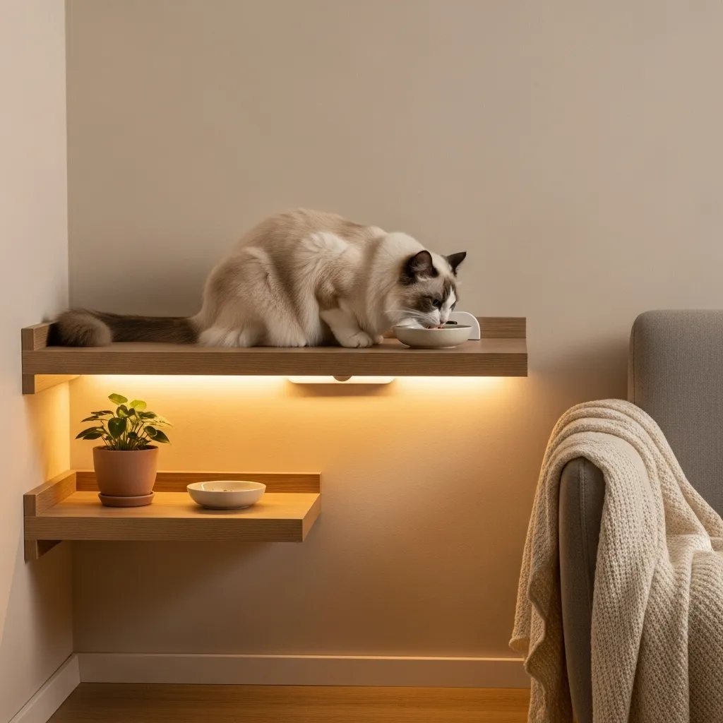 Ideal cat feeding location for stress-free eating