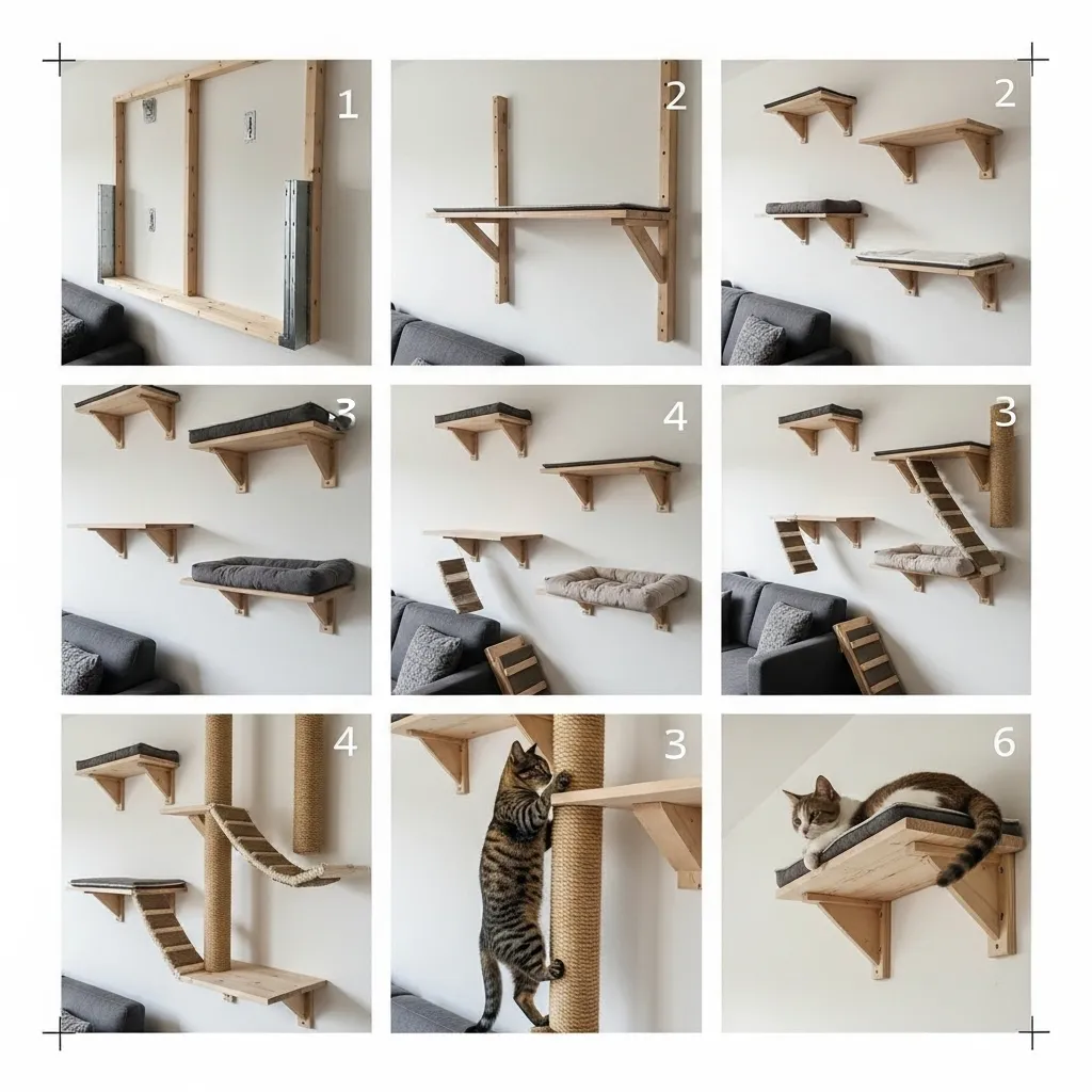 DIY cat climbing structures using IKEA shelves and sisal