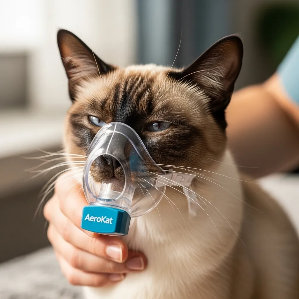 Cat using inhaler for asthma – effective cat coughing treatment
