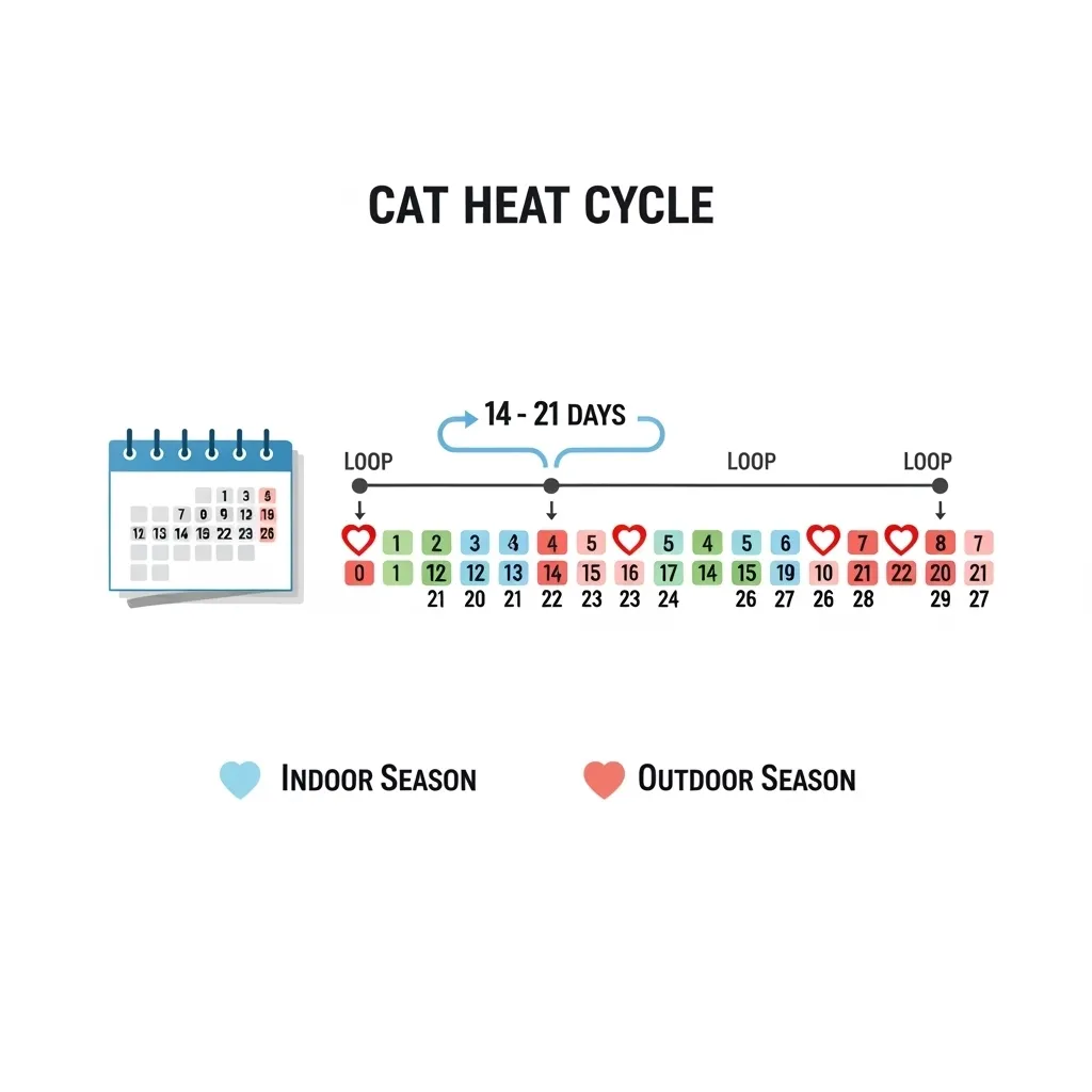 Visual timeline of cat breeding frequency and heat cycle duration