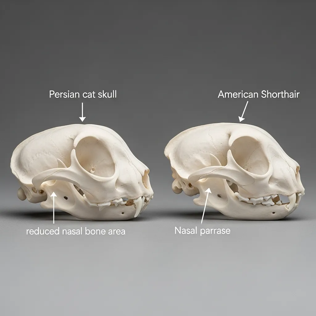 Brachycephalic vs normal cat skull showing narrow airways – cat respiratory problems