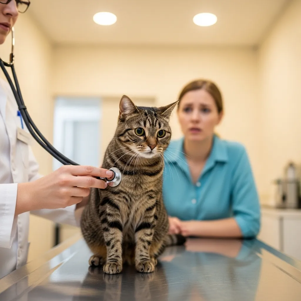 Cat at vet for grunting concerns – when to see a vet for cat noises