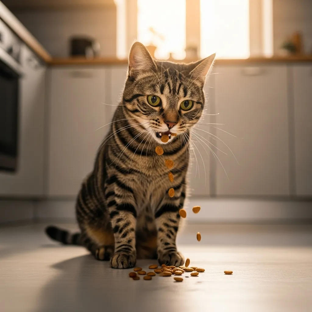 Cat dropping food when eating - common eating habit issue