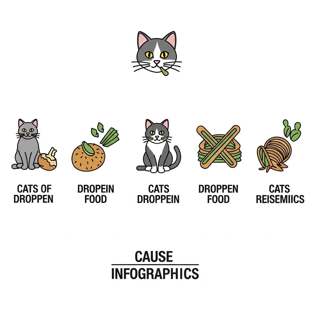 Key causes of cat dropping food when eating infographic