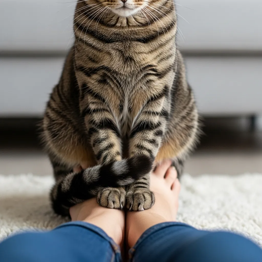 Why Does My Cat Sit on My Feet 1 Cat sitting on ownerโs feet showing trust and affection