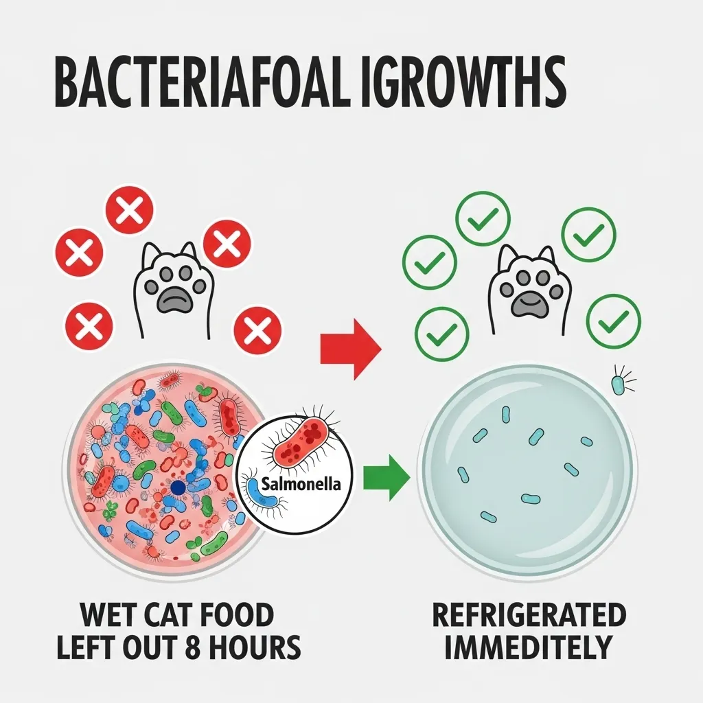 Storing Wet Cat Food 2 Bacteria growth comparison: wet cat food left out vs refrigerated