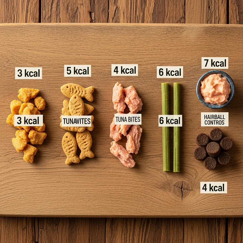 Cat treat calories cheat sheet – low-calorie cat treats comparison 2025