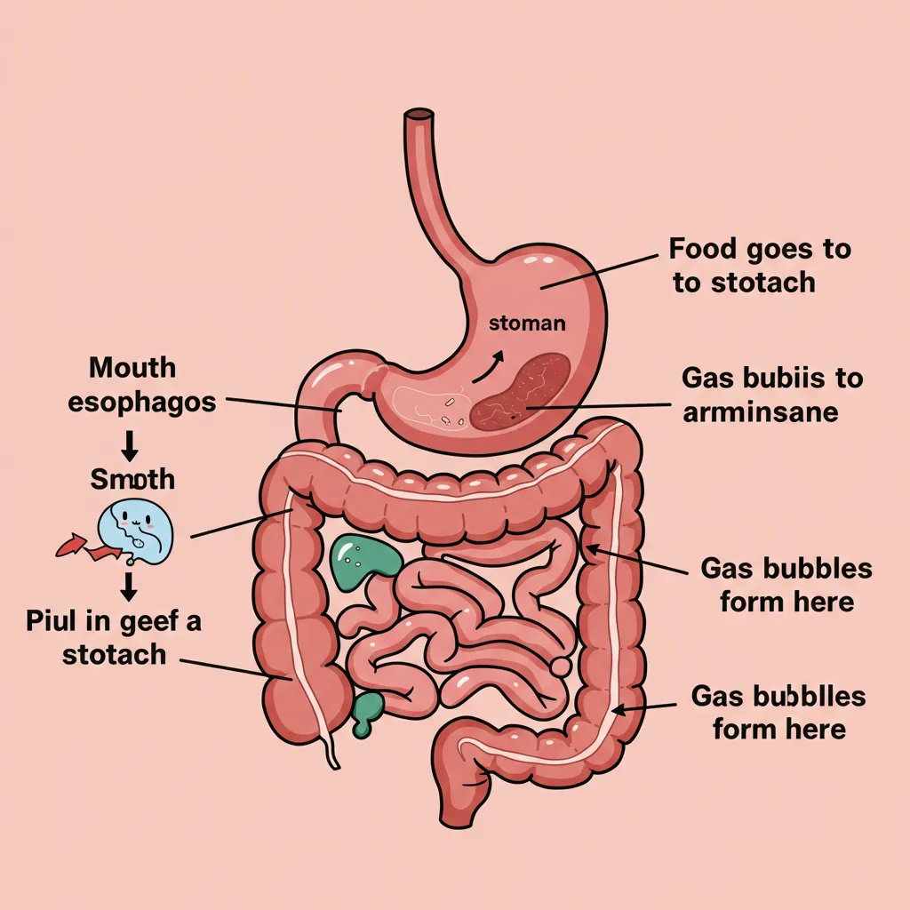  Diagram of the cat digestive system explaining gas formation.
