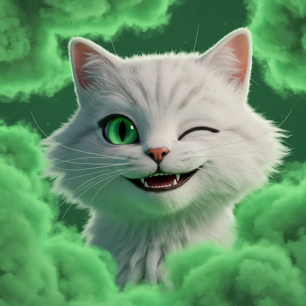  Cartoon cat humorously depicted with gas clouds for funny cat fart moments.