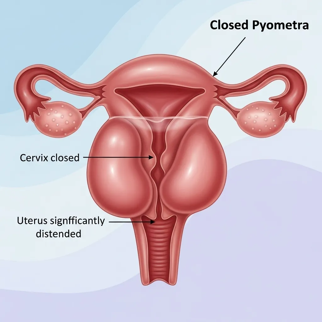  Infographic comparing open and closed pyometra in cats.