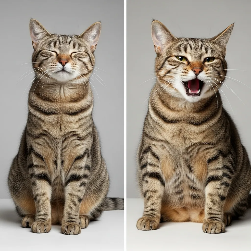  Normal vs. labored breathing in cats, showing key differences in posture and effort.
Placement: Insert after the “Other Cat Congestion Symptoms” section, aligned right, small size.