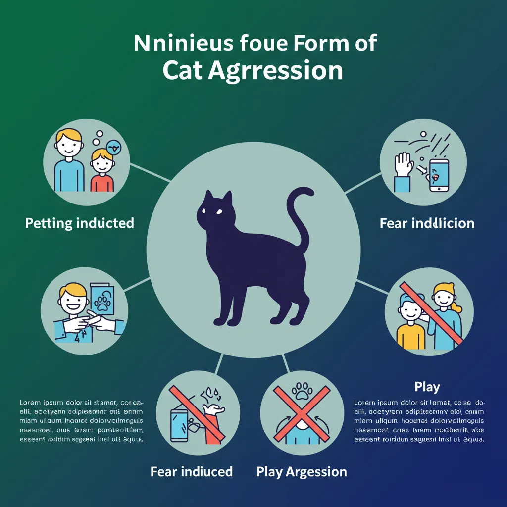 Infographic of cat aggression types, including petting-induced and territorial behaviors.