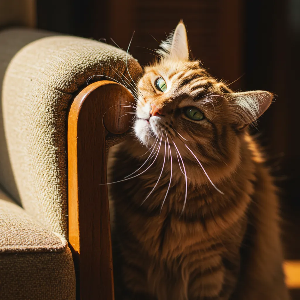 Why Does My Cat Sniff Me 6 Cat rubbing its cheeks on furniture to mark territory