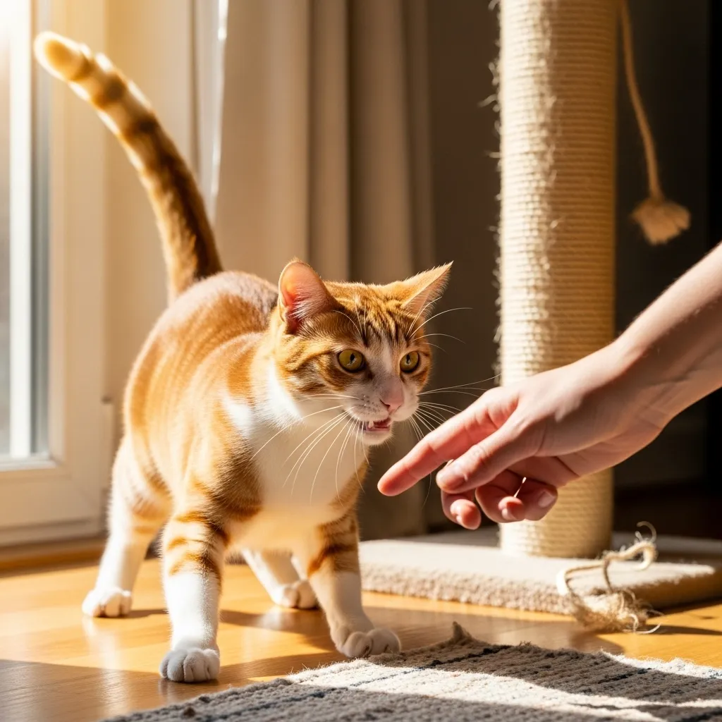 Why Cats Hug and Bite 2 Cat showing signs of overstimulation, highlighting cat body language before a feline love bite.
