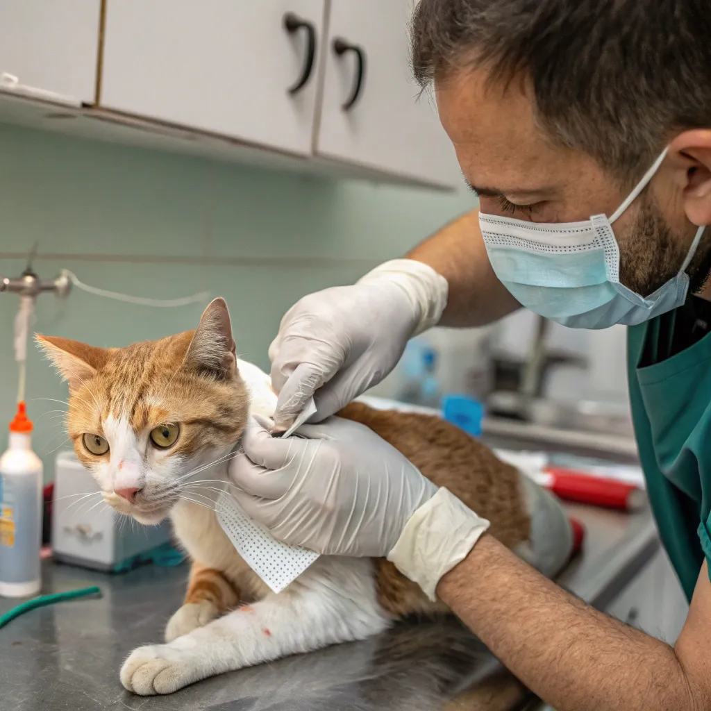 Stray Cat Bite First Aid 6 Nurse bandaging a stray cat bite wound after medical evaluation