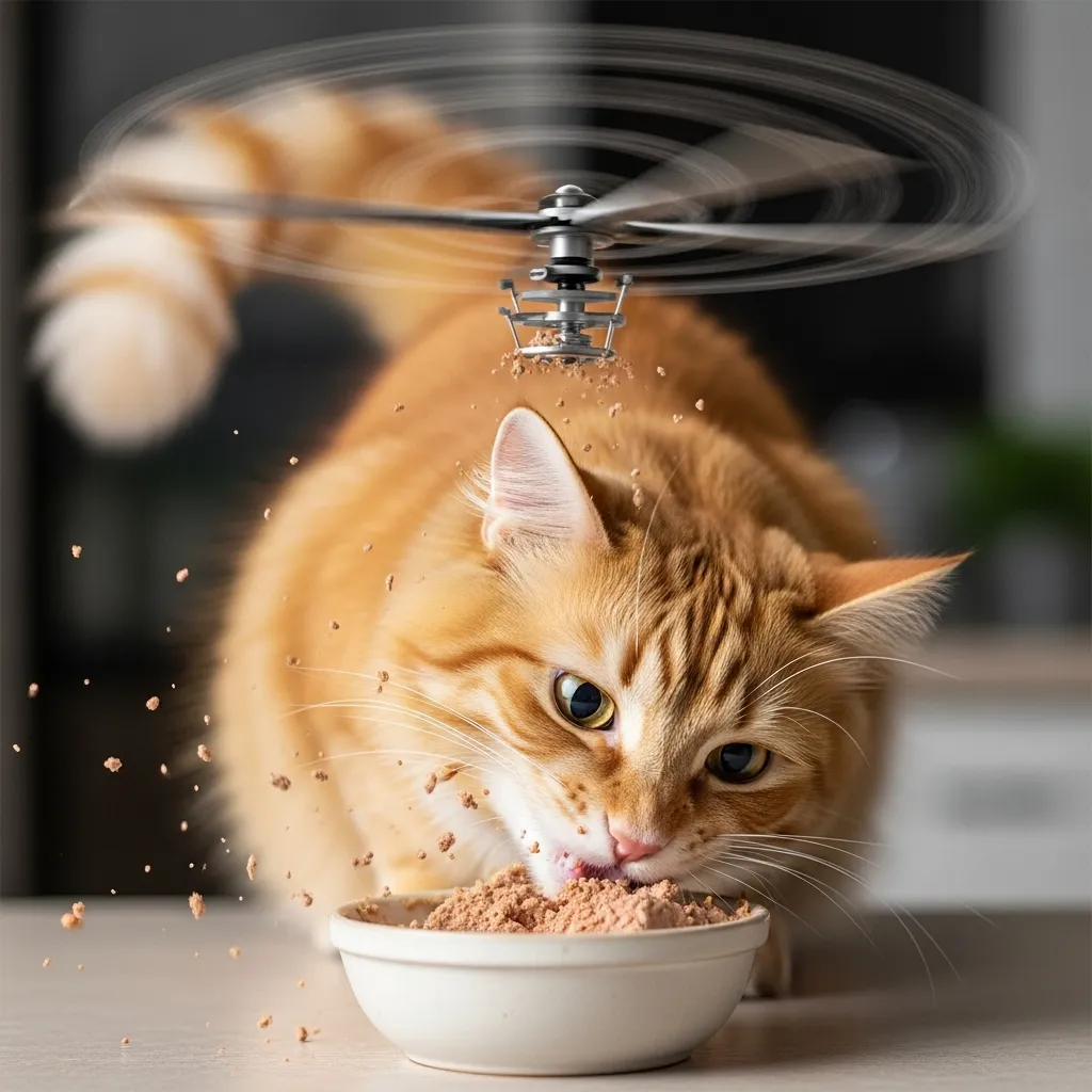 cat eating GIF – helicopter tail ASMR crunch