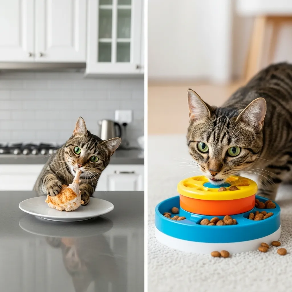 how to stop cat stealing food – puzzle feeder win
