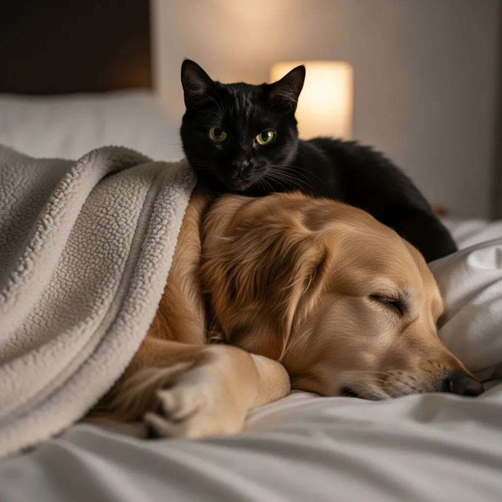 cats cuddling memes – black cat spooning dog