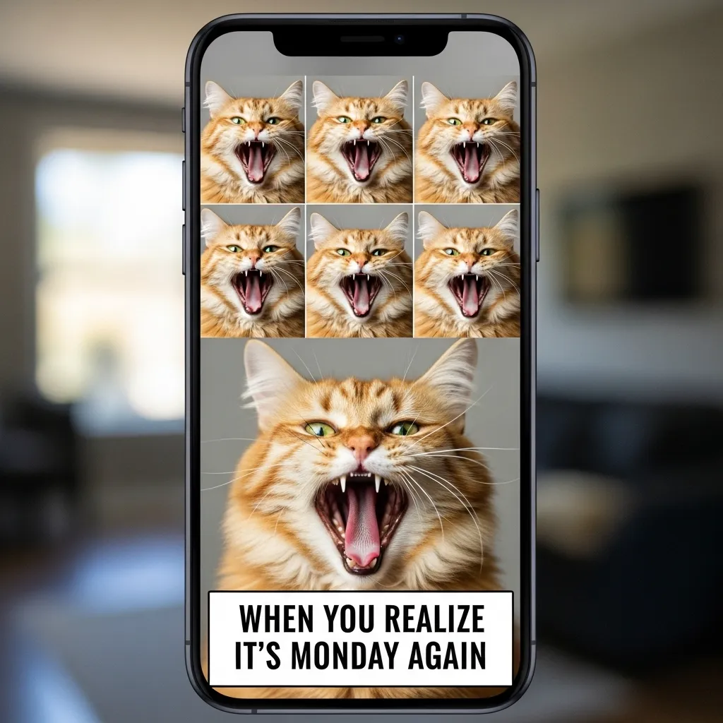 How to make a viral lazy cat meme: step-by-step phone capture guide 📱😺