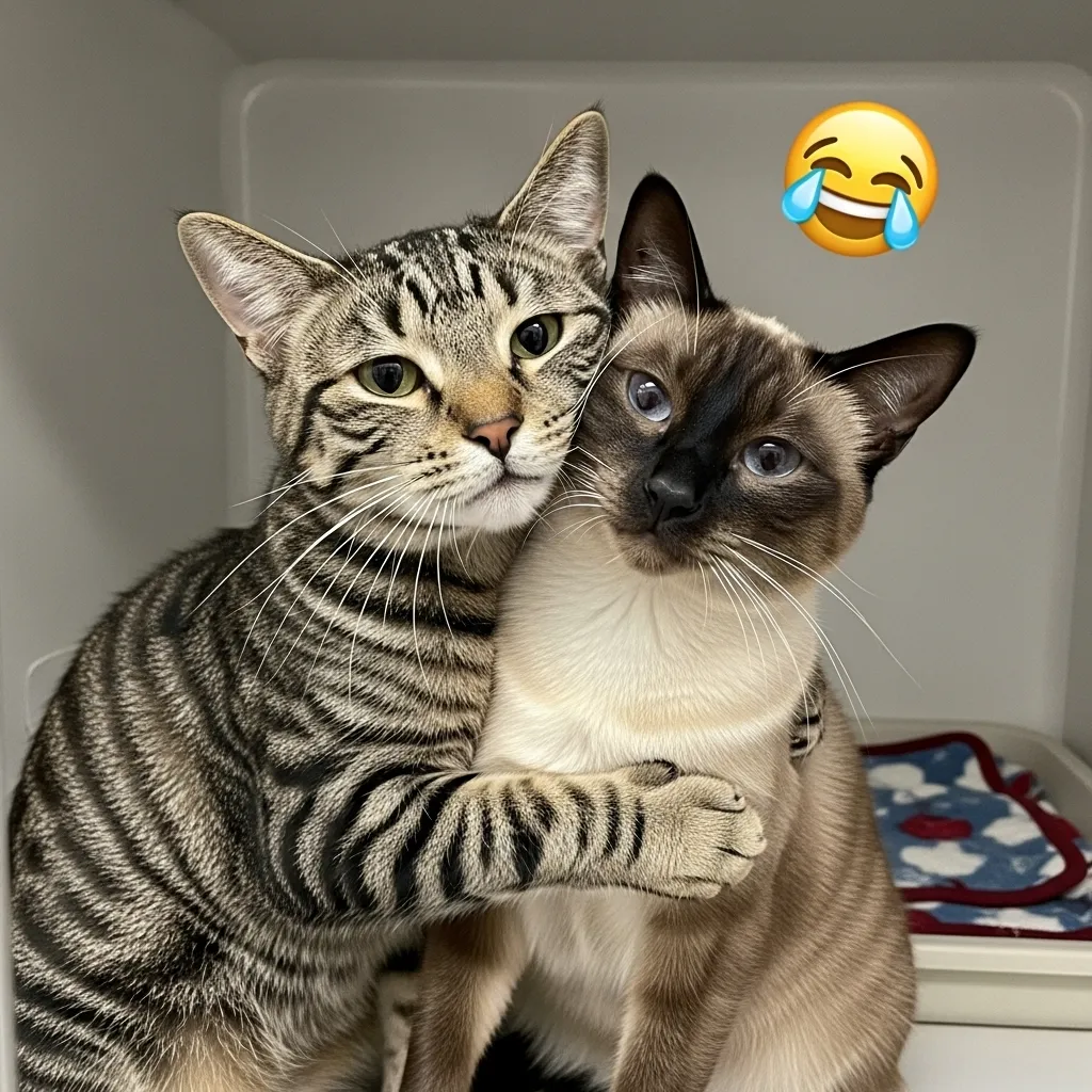 cats hugging each other – shelter sweethearts viral moment