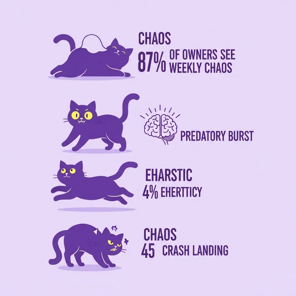 Cat chaos science: 87% of cats have weekly zoomies – vet study infographic