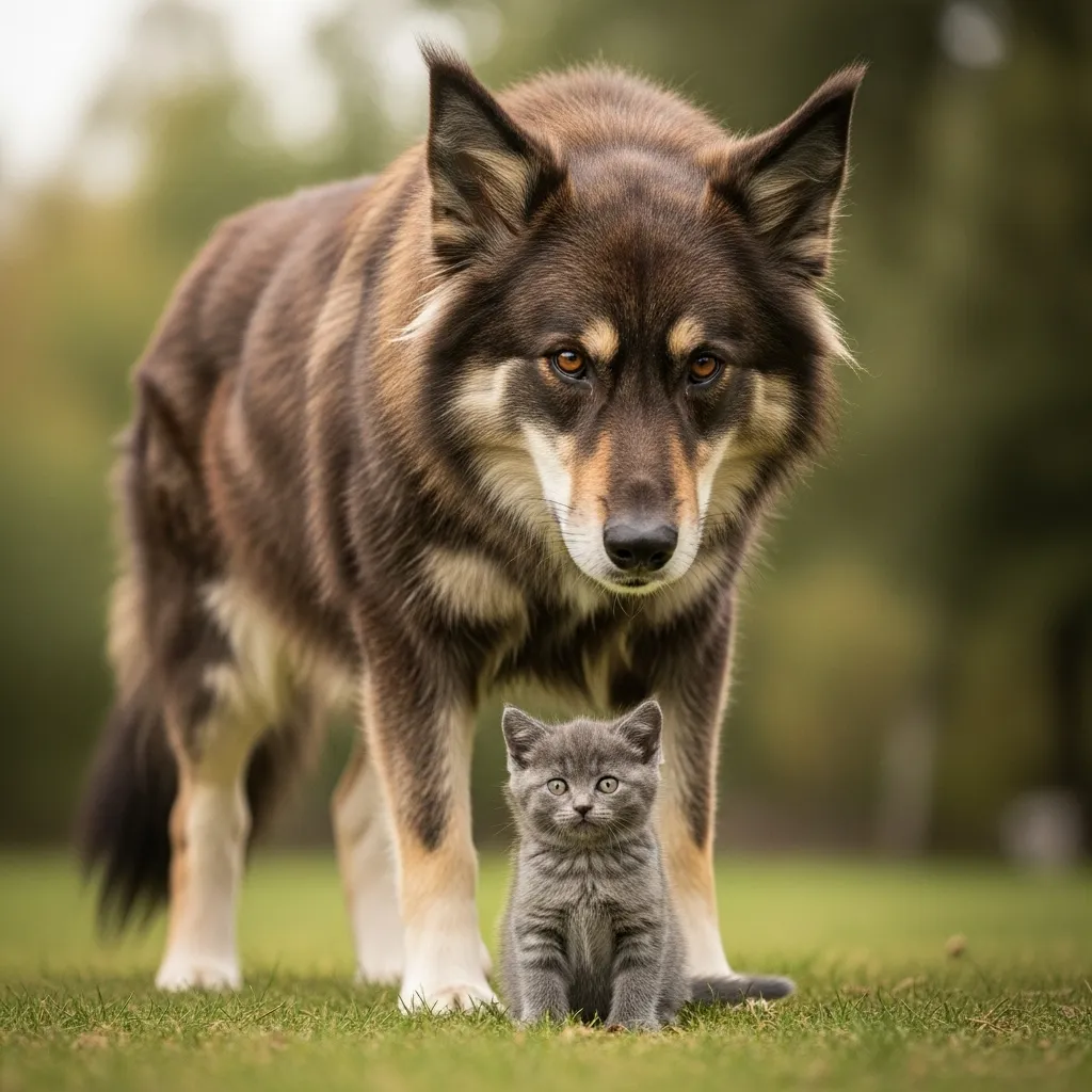 Viral Maine Coon protecting kitten meme – cat best friends 2025