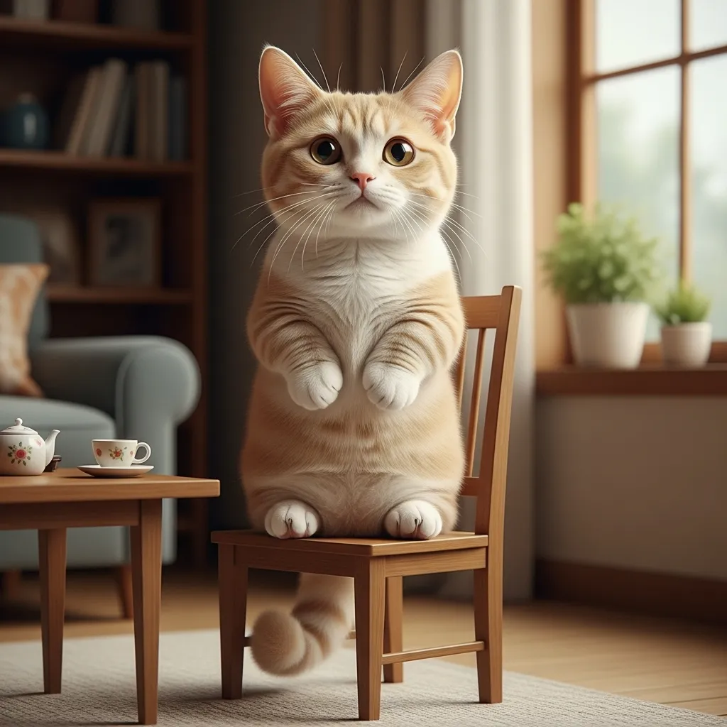 Funny cat sitting like human pose meme-worthy