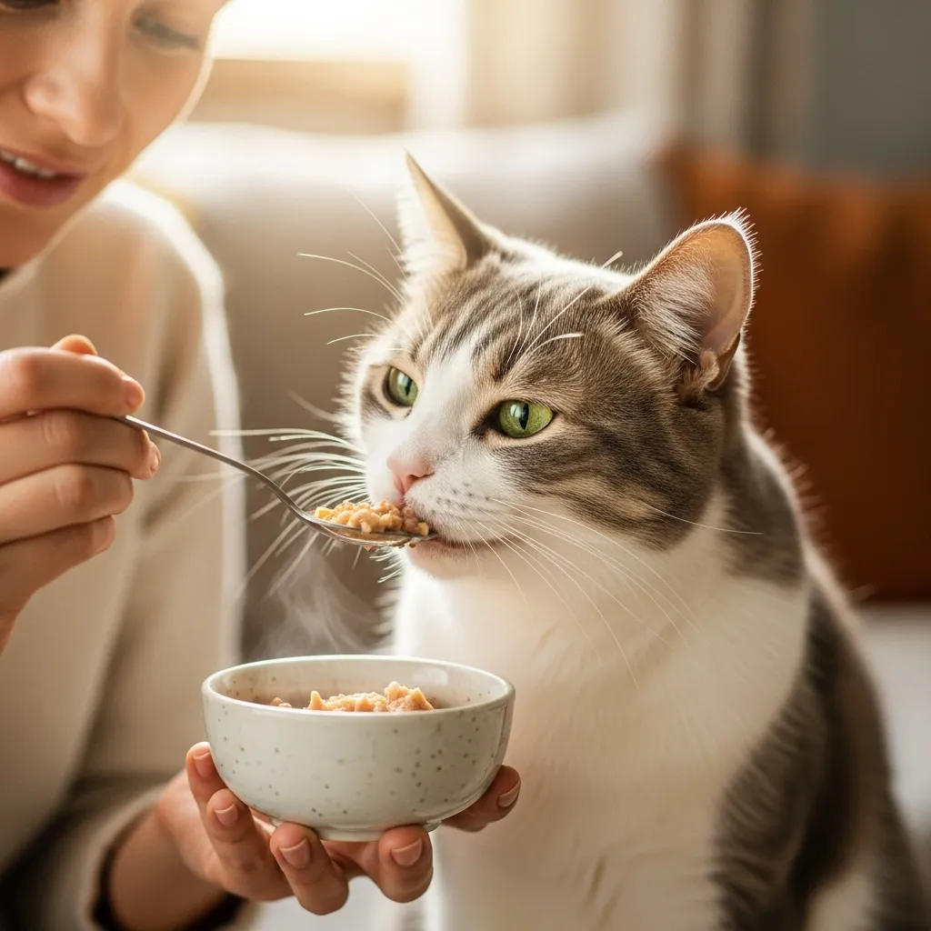 How to comfort a cat with cancer through gentle hand-feeding