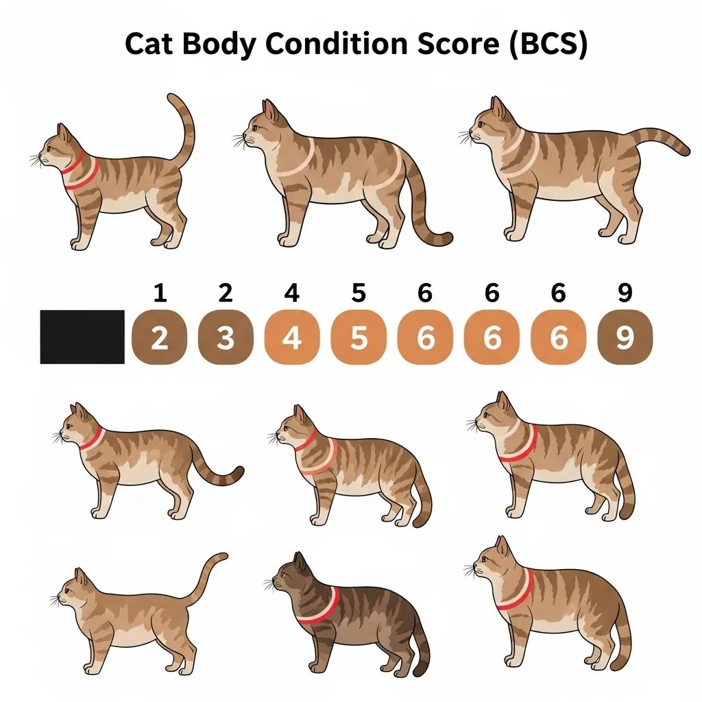 .Cat body condition score chart 1-9 – how to check if cat is overweight