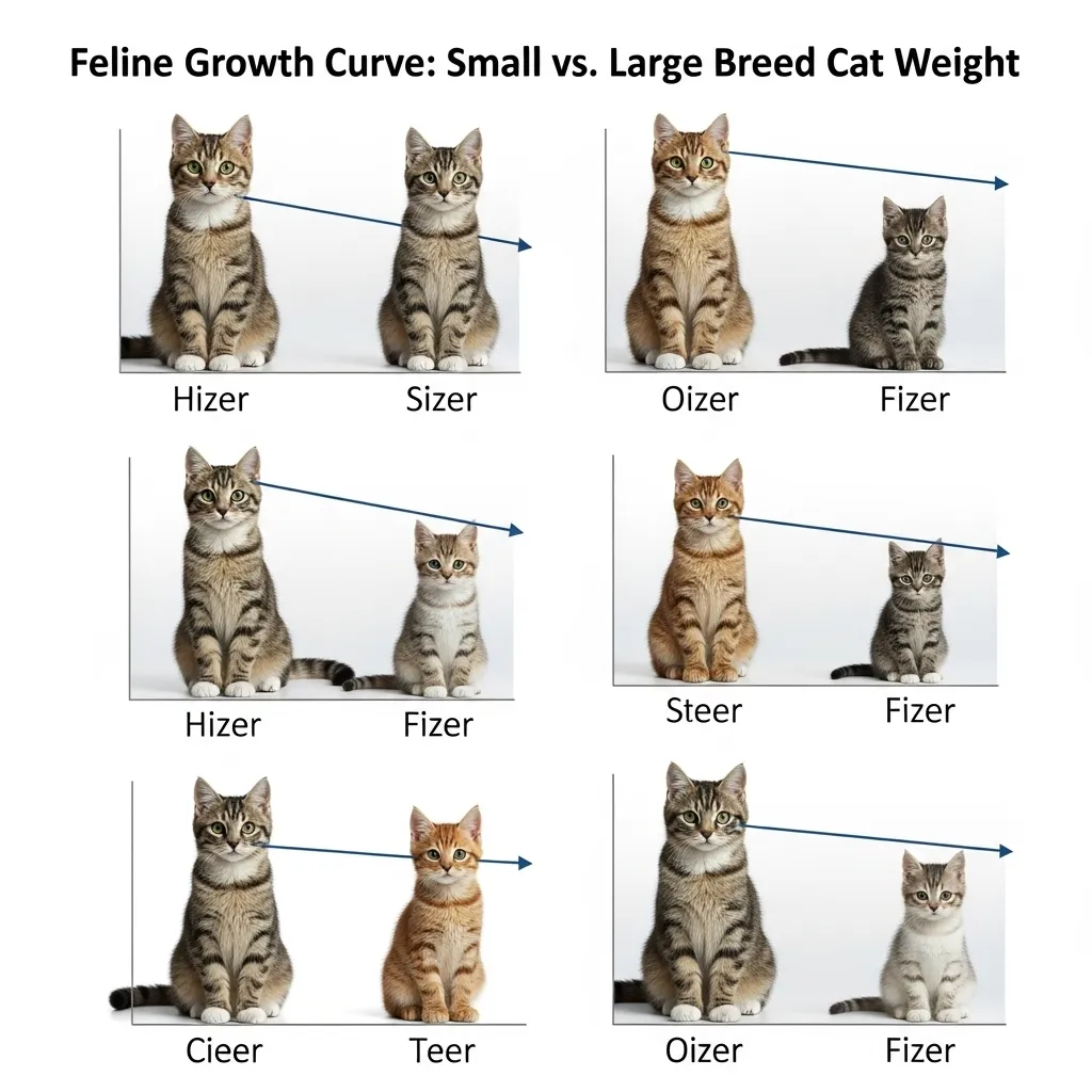 Cat weight chart by age – small vs large breed growth comparison