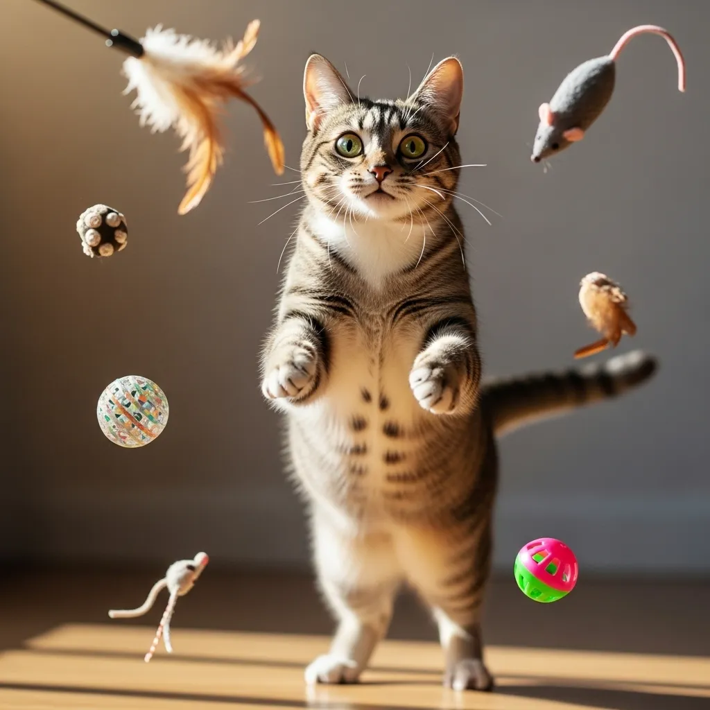 Healthy cat weight – ideal size cat jumping and playing