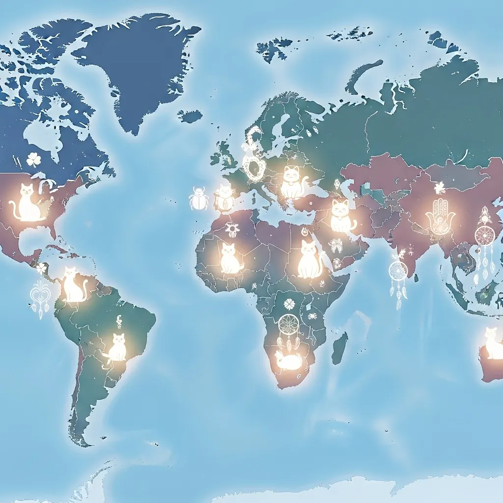 Global white cat superstitions map – good luck vs omens by region
