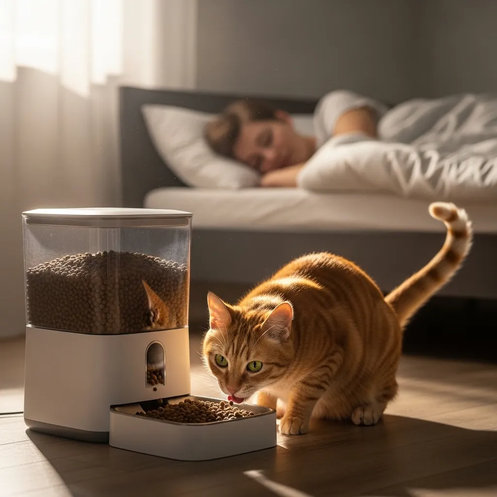 Automatic feeder stops early morning cat wake-ups