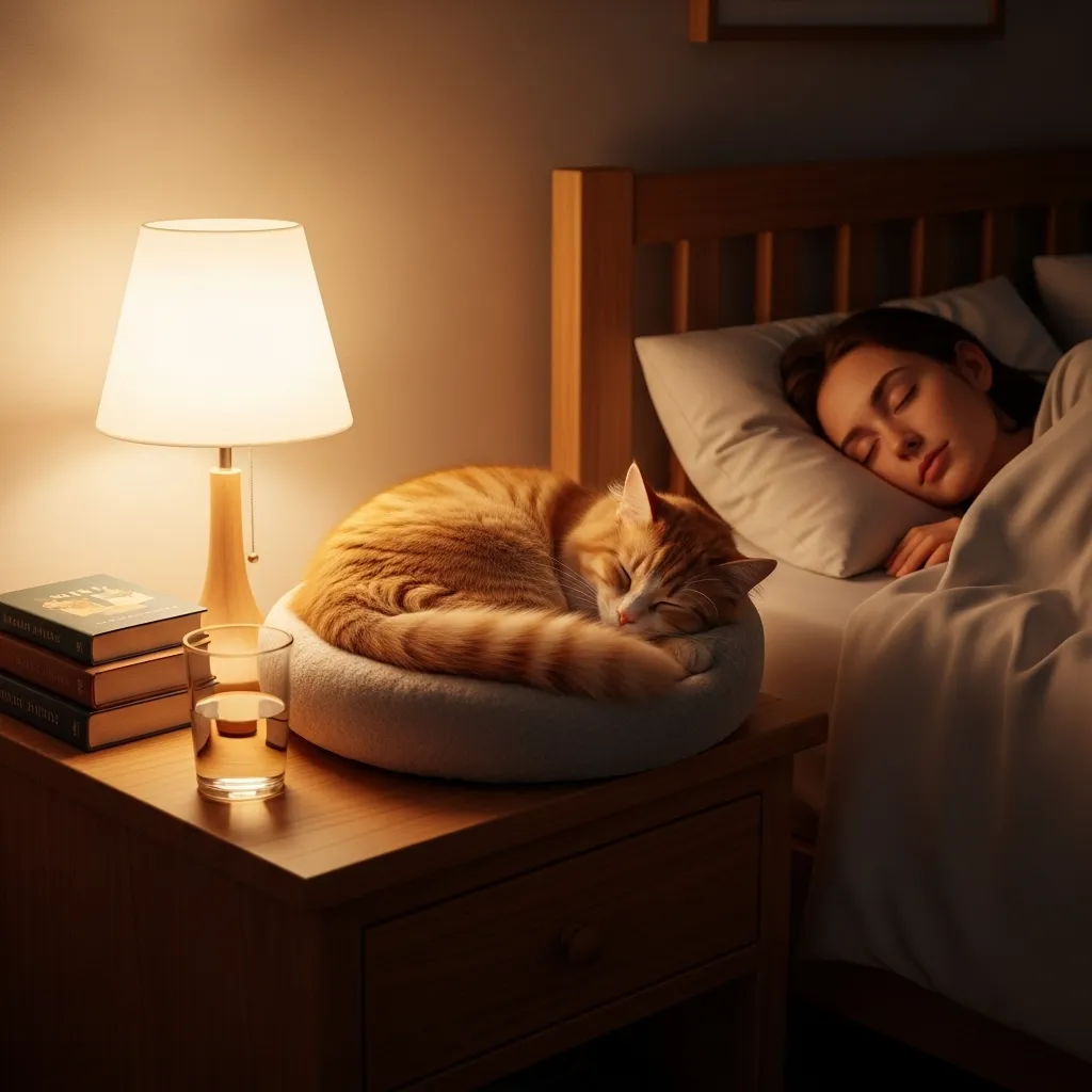 Safe co-sleeping alternative: cat bed near owner