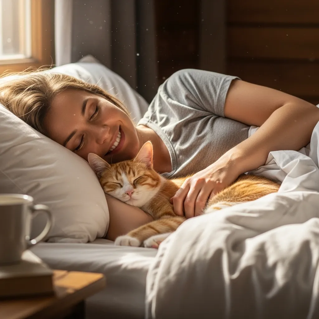 Peaceful sleep after fixing cat nighttime waking behavior