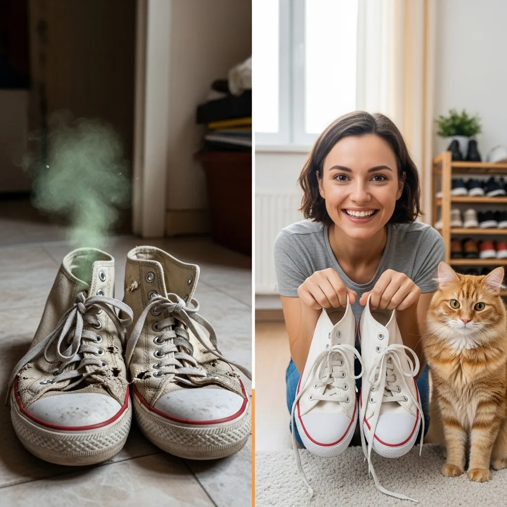 Before and after removing cat urine smell from shoes – real results