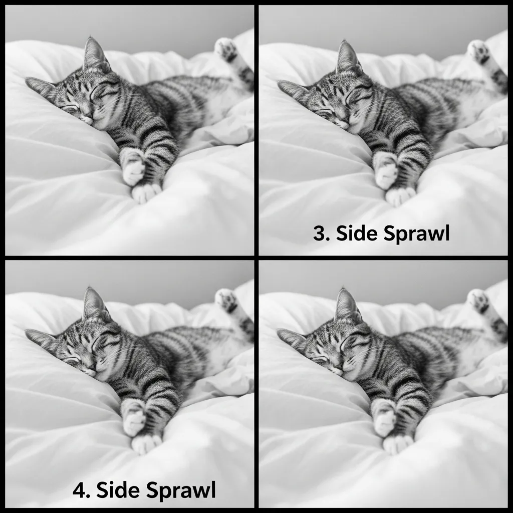 Feline sleep positions and meanings: curled, sphinx, sprawled, and paws over eyes