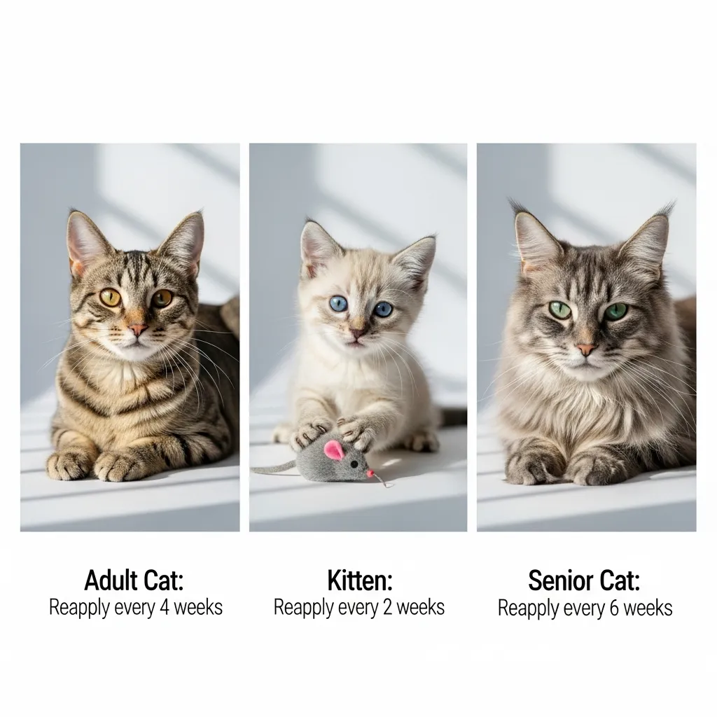 Cat flea medication schedule by age: adult, kitten, senior