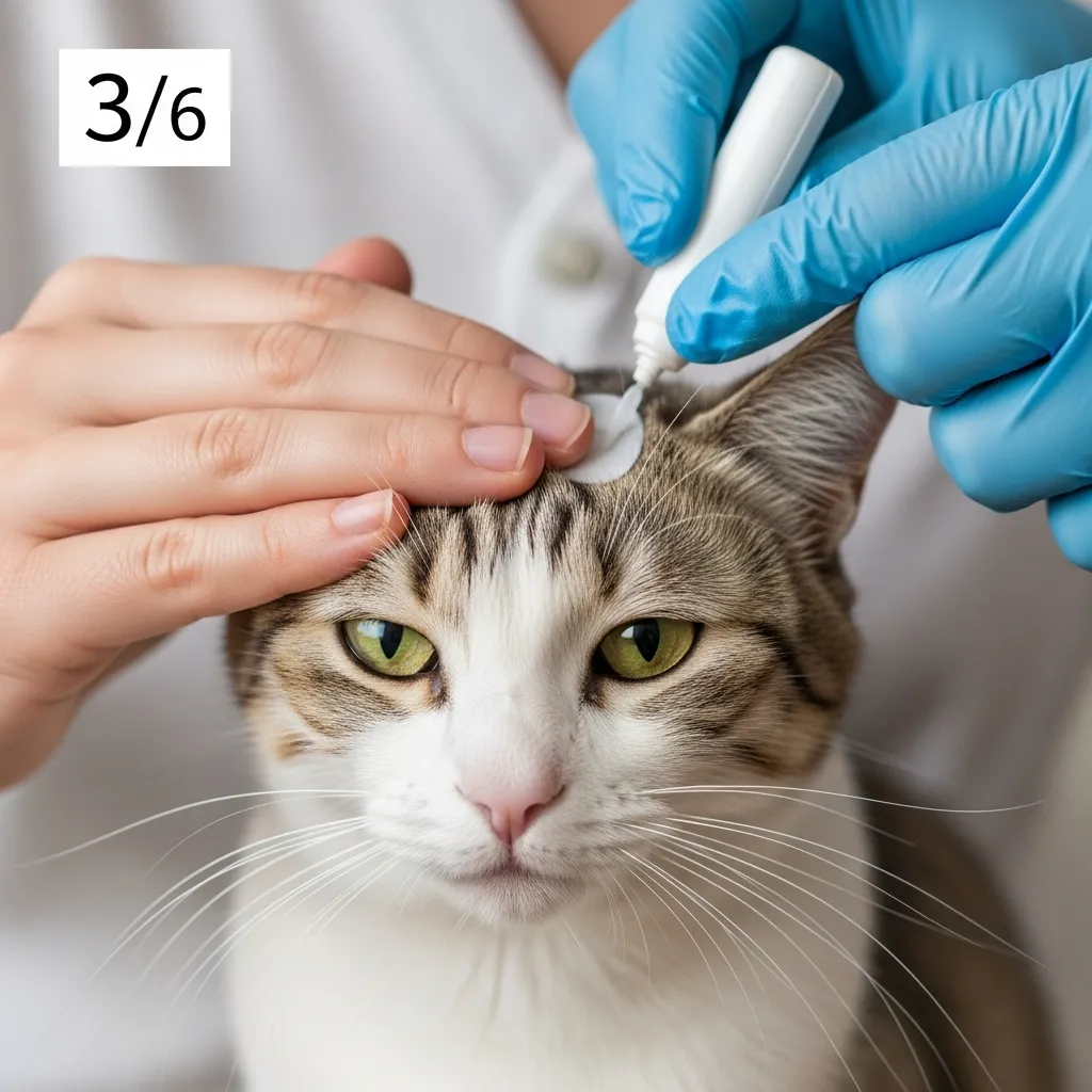 Proper application of topical flea treatment on cat – base of skull method