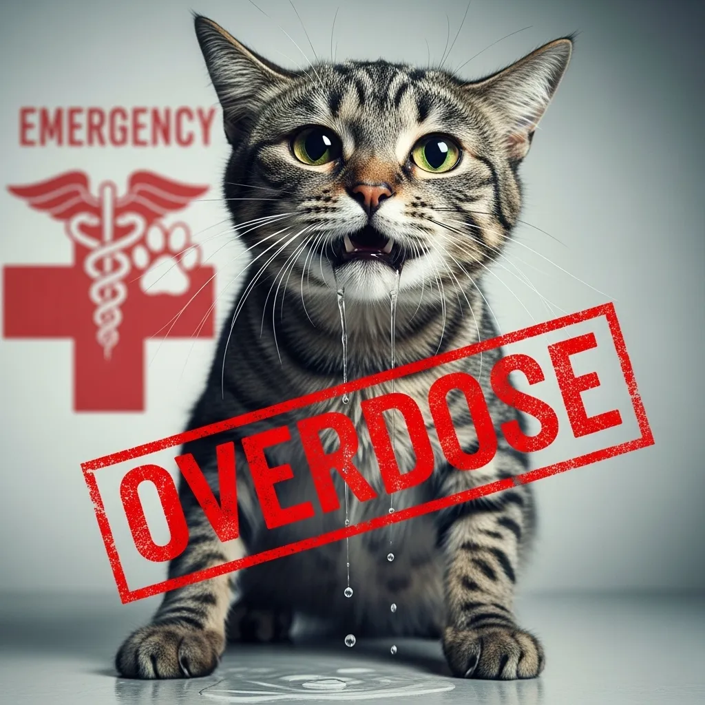 Cat flea treatment overdose symptoms: drooling, tremors, vomiting