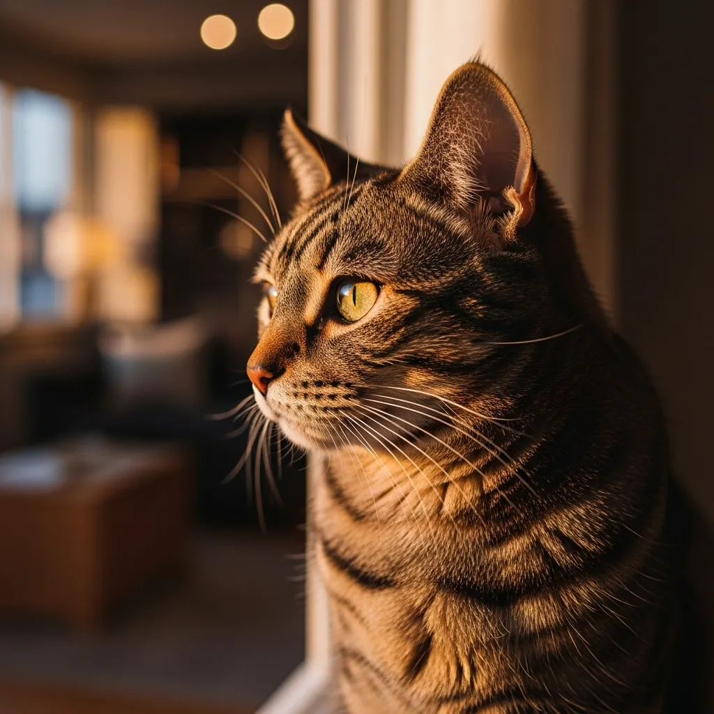 Lonely cat looking out window – a common sign your cat may want another cat companion