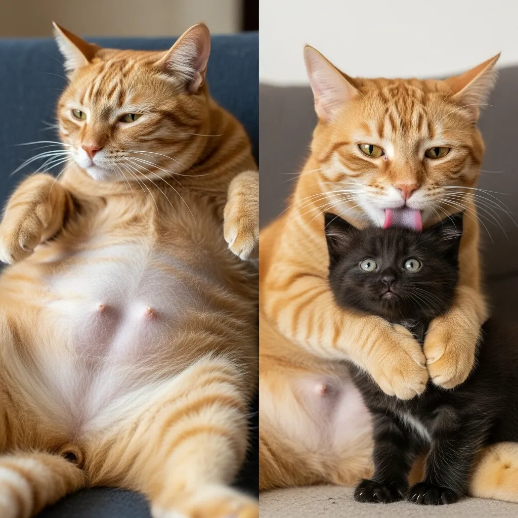 Before and after overgrooming: lonely cat vs. cat with companion