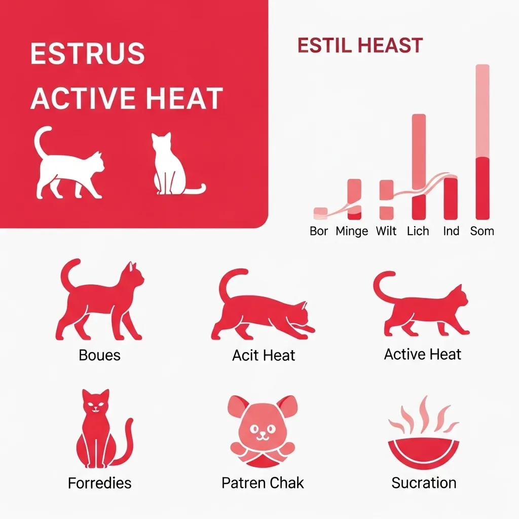 Cat heat cycle timeline showing signs of heat in cats and fertility phases